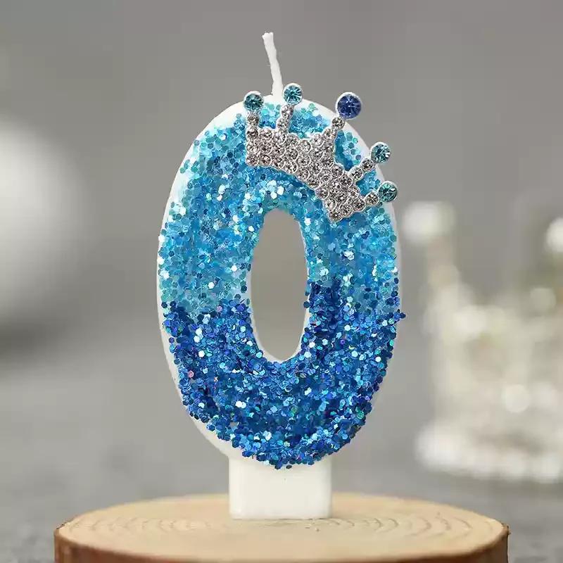 Birthday Number Candles Blue Crown 0 1 2 3 4 5 6 7 8 9 Number Cake Candles Birthday Wedding Party Cake Topper Decor