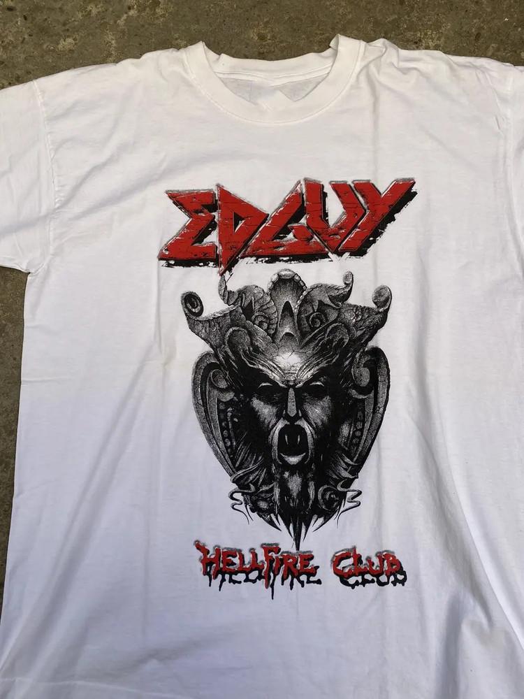 Винтажная футболка Edguy Band Hellfire Club, короткий рукав, хлопок, белая, S-5XL, унисекс, SE715 M