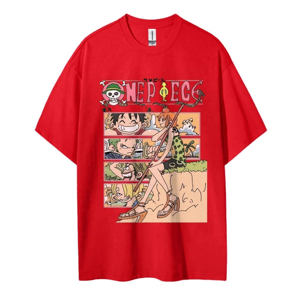 ONE PIECE Japanese Hotblooded Anime Classic Characters Sports Casual Shortsleeved Comfortable Halfsleeved Popular Couple Top