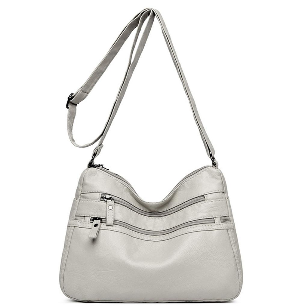 Women's Color Versatile Multi-layer Zipper Imitation Leather Shoulder Bag Underarm Bag Messenger Bag