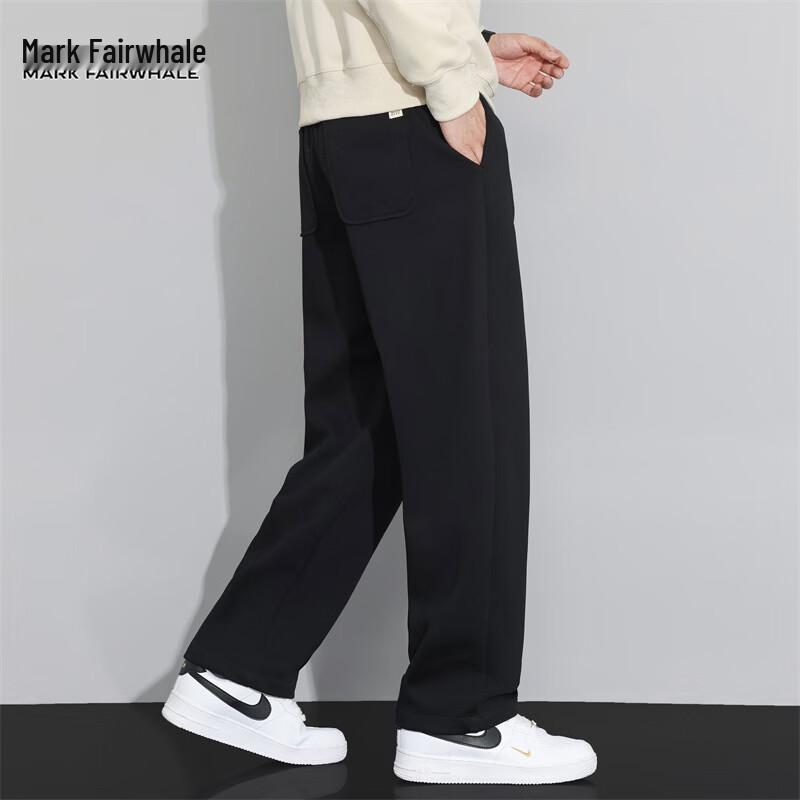 MARK FAIRWHALE Men's Loose Fit Straight-Leg Casual Sporty Trousers