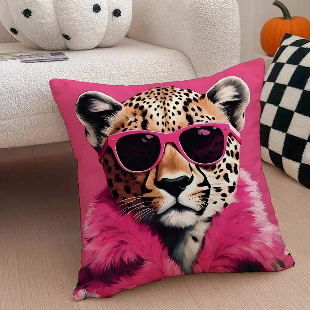 Cute Colorful Art Animal Bubble Fashion Tiger Cushion Cover Throw Pillow Cover Hidden Button Durable Polyester Chair Cushion