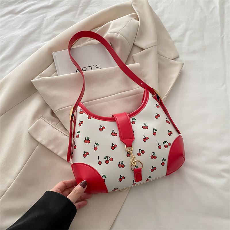 

Simple and large-capacity bag Crossbody bag Women s 2025 new versatile strawberry printed shoulder underarm bag Small square bag червоний