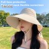 Cappello da Sole da Donna a Tesa Larga Design Blocca-Sole Traspirante Cappello Protezione UV Tinta Unita Coulisse Regolabile Cappello da Tè per Esterno