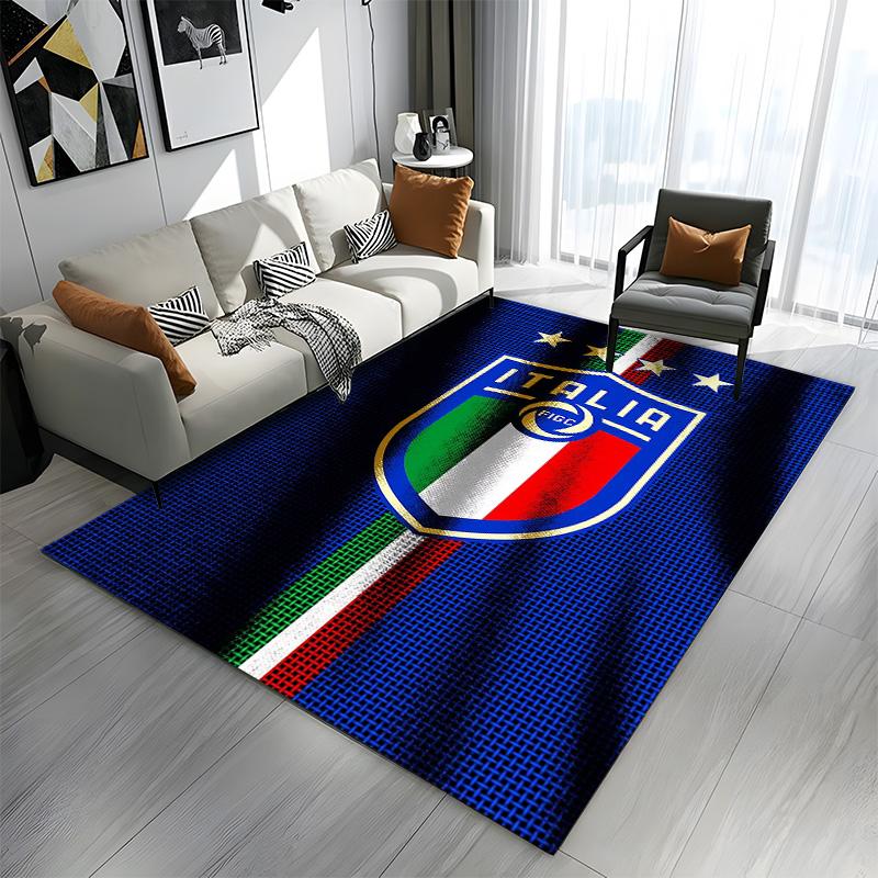 Italy Football Crest with Flag Colors Patterned Carpet a Non Slip Rug Suitable for All Seasons and Any Setting, Gift