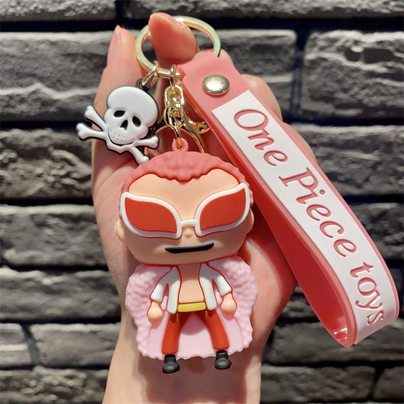 Cute Silicone Luffy Figure Keychain Anime Couple Car Key Ring Bag Charm Creative Gift