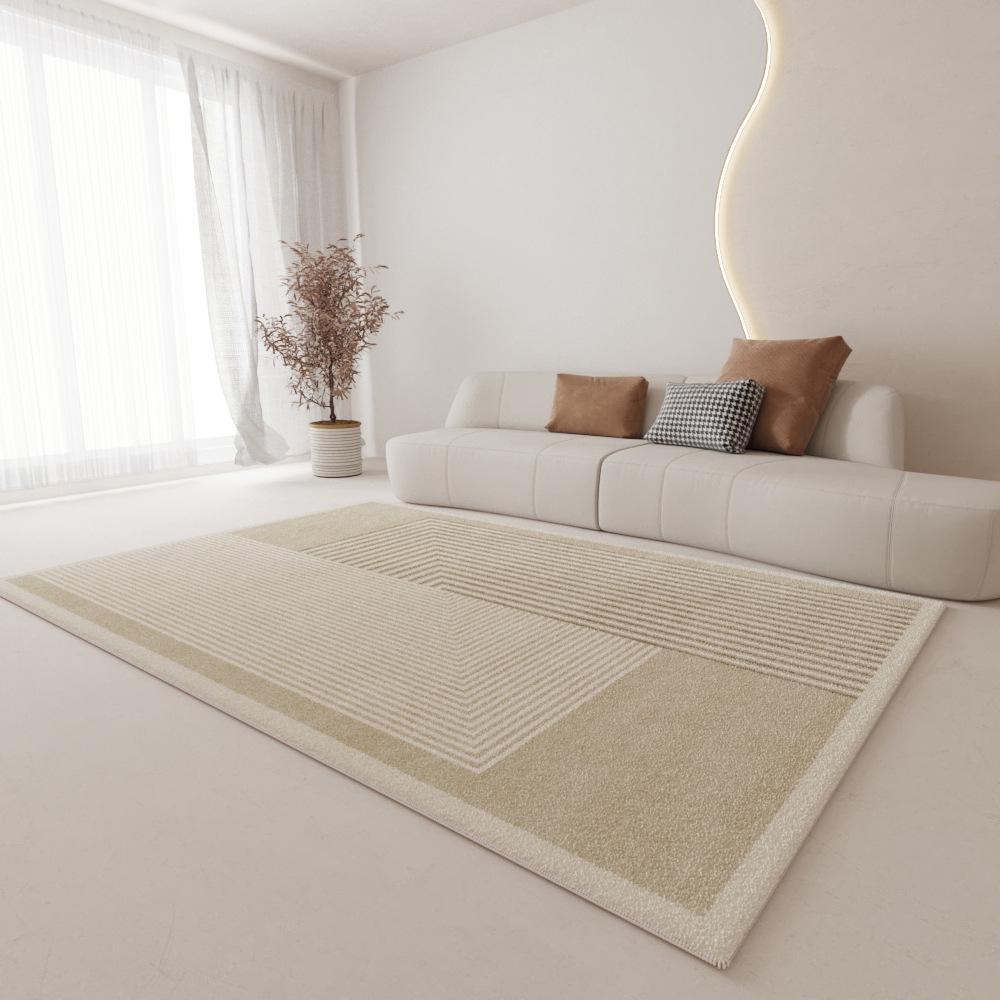 Cream Plush Non-Slip Luxury Living Room Carpet - Dirt-Resistant and Easy Care, 2024 Edition.
