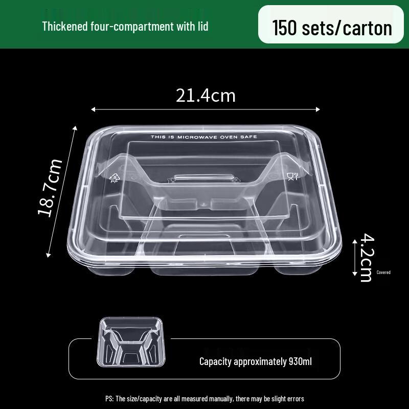 

Ally 4-Compartment Clear Disposable Food Containers