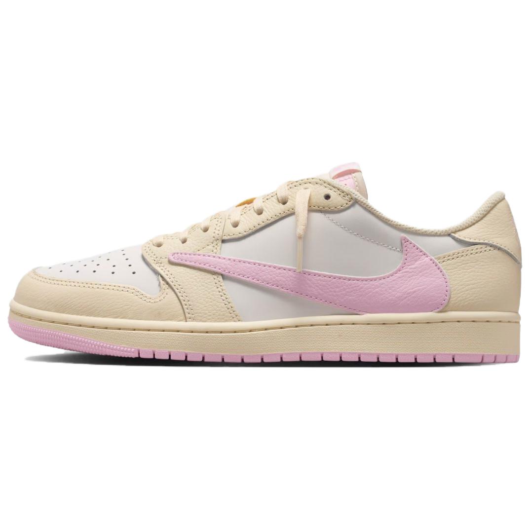 Travis Scott x Air Jordan 1 Retro Low OG Shy Pink Herren Sneaker Cream Muslin Shy-Pink-Sail-University-Red IQ7604-100 47.5 pink