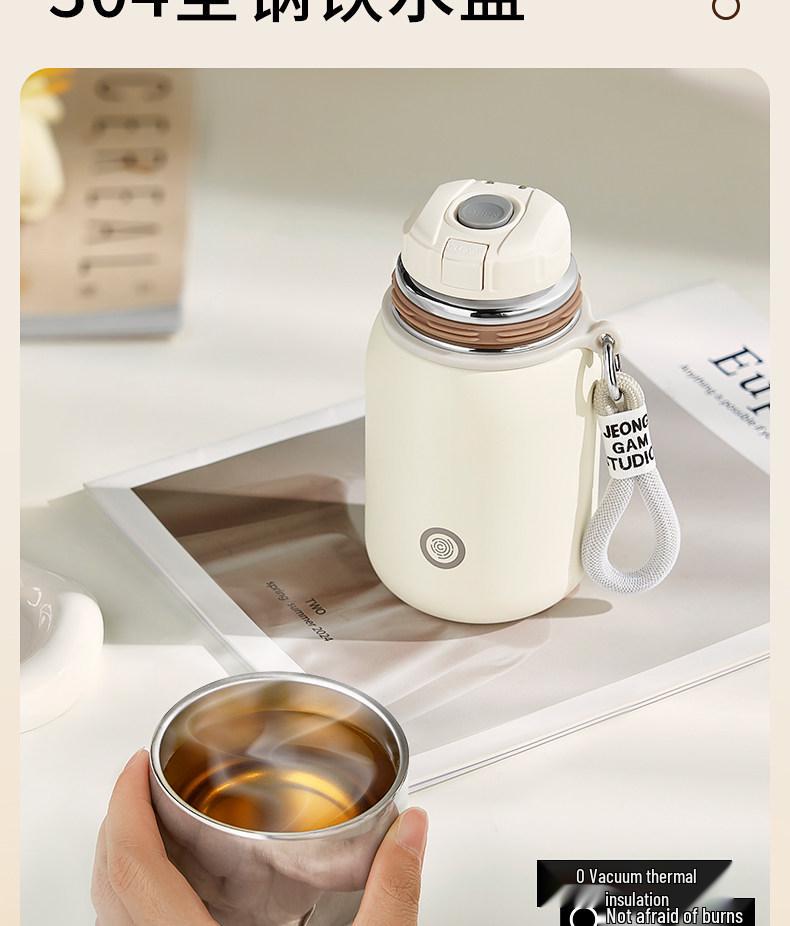 Women's Portable Thermos Mug, Compact 2025 Design, 316 Stainless Steel Lid, Suitable for Drinking Water, Child-Friendly.