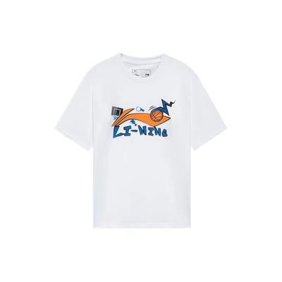 Logo Print Sports Round Neck T-Shirt Men Tops White AHSS591-5