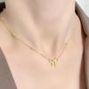 316L Stainless Steel Bowknot Pendant Necklace for Women Trendy Beads Choker Chain Necklace Party Jewelry Accessories