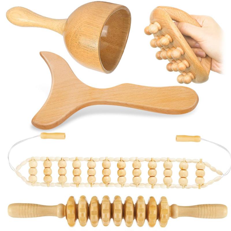 Wooden Massage Roller Therapy Body Massager Foot Face Shoulder Neck Hand Push Roller Massager Body Shaping Massage Tool