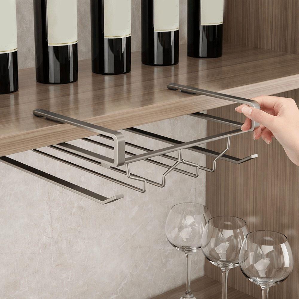 Ventilation Upside Down Shelf Hanging Inverted Goblets Rack Upside Down Wine Glass Holder  Bar