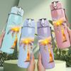 1PC Tropical Palm Tree Island Summer Print 750ml Color Plastic Sports Water Bottle Leakproof Flip Straw Lid Suitable for Sports Office Home Use