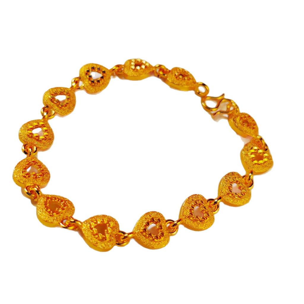 Vietnamese Gold Filigree Heart Bracelet for Women - High-End Fashion Niche Jewelry