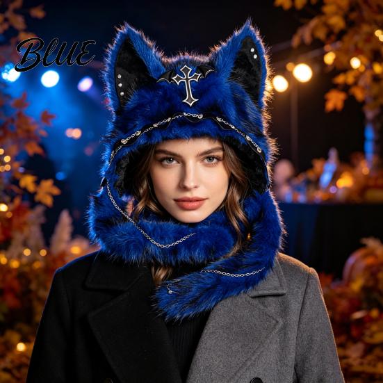 Birthday Gift for Friends Cute Plush Animal Hat Furry Cat Ear Headwear Winter Halloween Party Costume Hat Soft Warm Cap Costume Cosplay Accessories