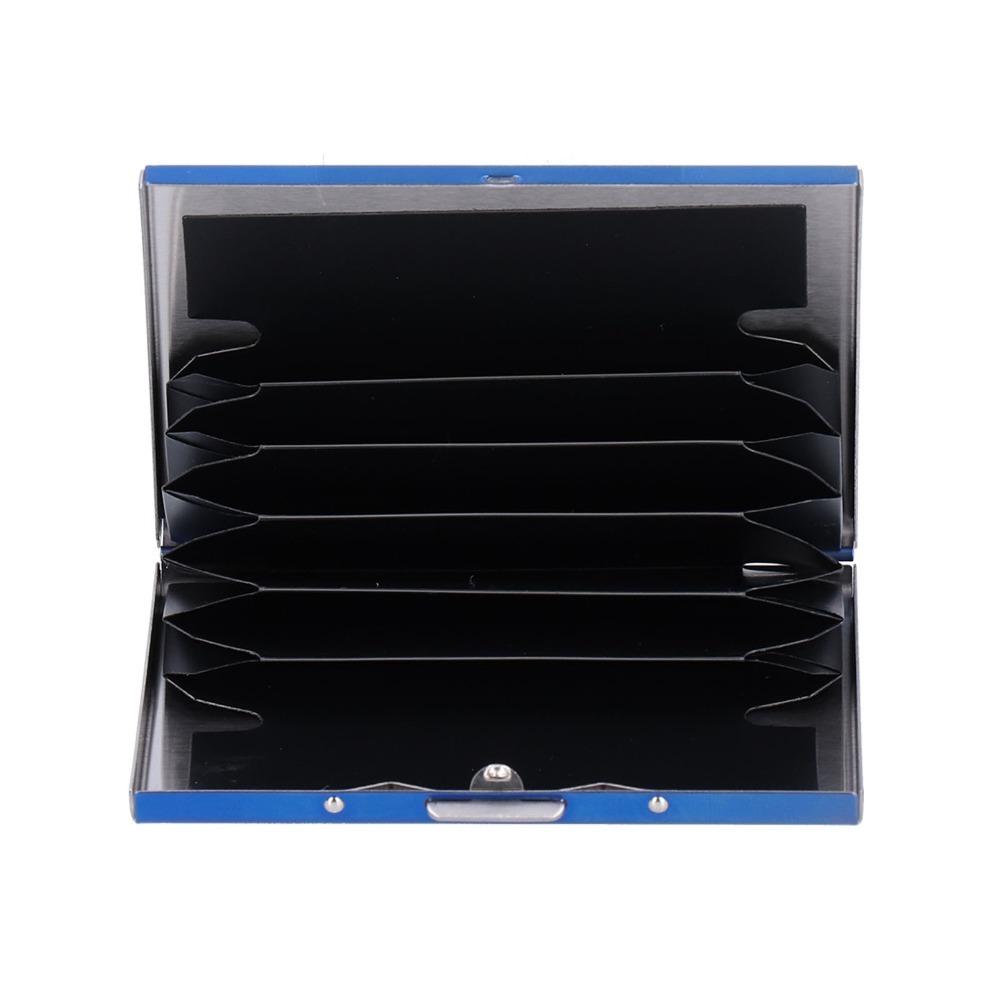 Stainless Steel Credit Card Holder Metal Case RFID Blocking Credit Card Wallet Secure Slim Card Holder Pocket Use синий
