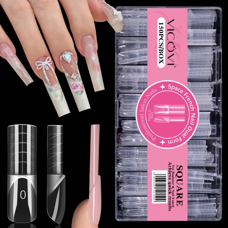 150Pcs Space Hollow 3D French Extension With Scale Nail Mold Nail Dual Forms Full Cover Reusable Nail Extension Molds