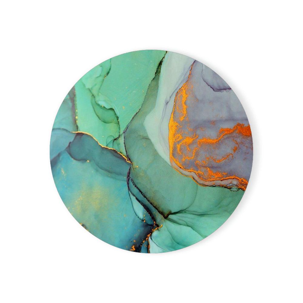 Round Absorbent Ceramic Stone Coasters Set with Cork Base Marble Coasters for Table Housewarming Gift for Home Decoration