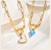 Romantic Heart Pendant Necklace Gold Plated Stainless Steel Paperclip Chain Enamel Love Shape Waterproof Aesthetic Mother Gift