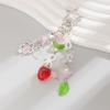 Strawberry Design Beaded Phone Chain Cute Flower Bag Charm Keychain Strap  Coquettish Style