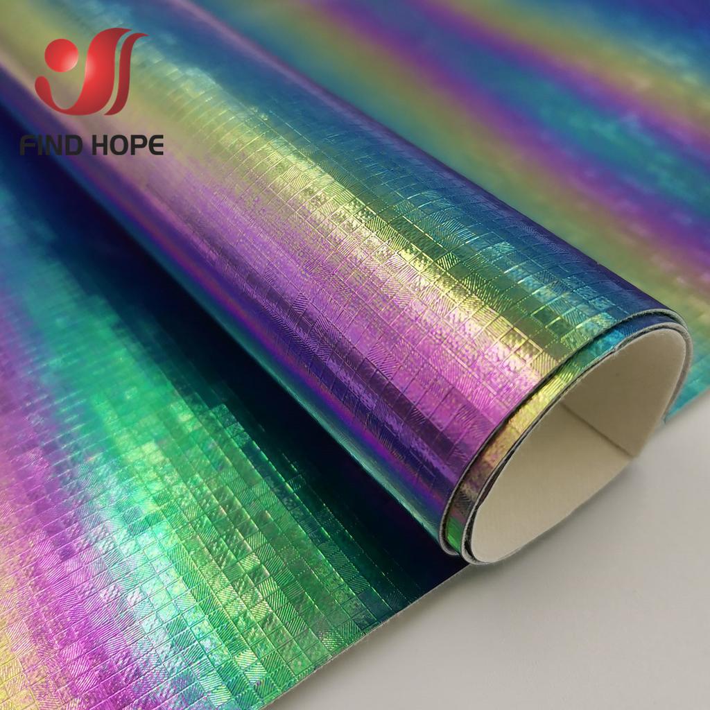 20x120cm Laser Hologram PU Leather Fabric 0.5mm Iridescent Gradient Faux Leather for DIY Craft Bow Make Doll Shoes Handbag Decor