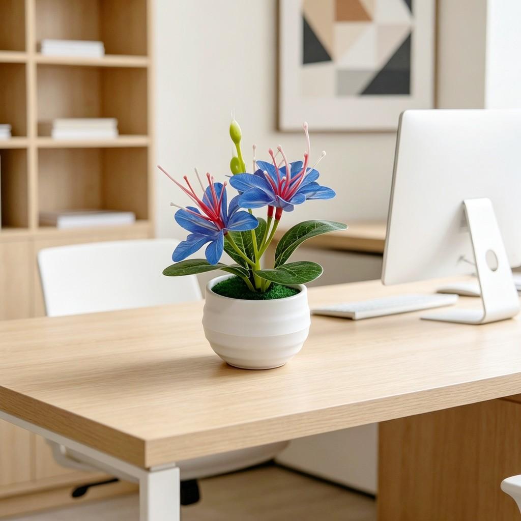 Mini Fake Jasmine Potted Plant For Home Decor And Photography Props