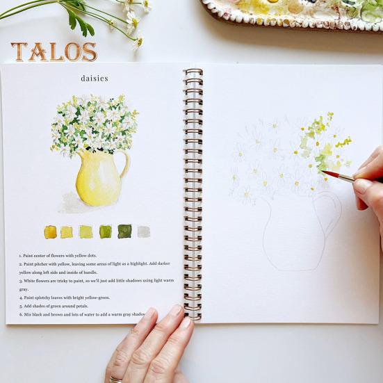 Watercolor Workbook 24 Colors Watercolor Painting Set with Brushes Spiral-Bound Water Coloring Book Art Craft Gifts for Beginners