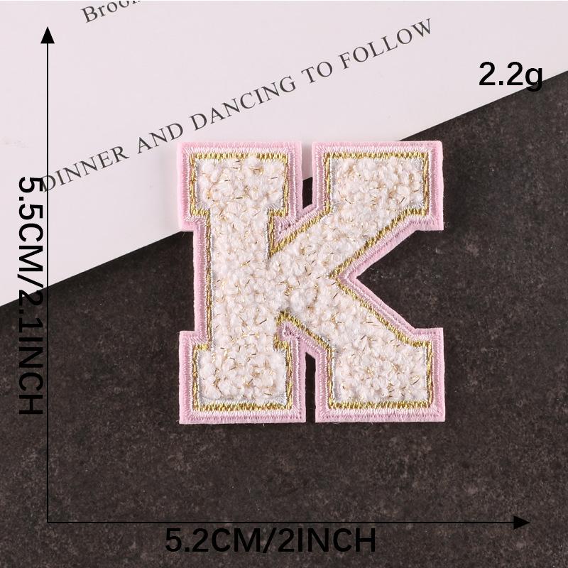 Computer Embroidery Gold Silk Towel Embroidery Cloth Label English Alphabet Hand Account Diy Patch Accessories Chenier Embroidery Cloth Sticker