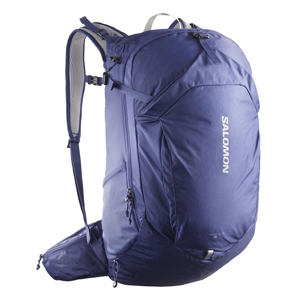 Salomon TRAILBLAZER 30 Backpack (30 Liters), Unisex, Mazarine Blue/GHOST GRAY