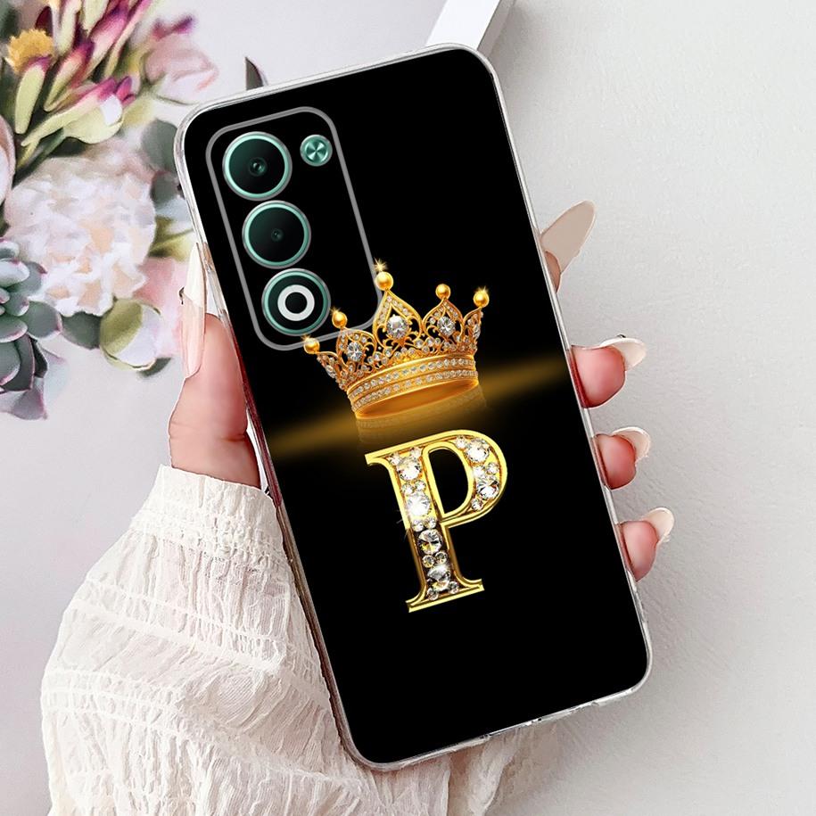 For OPPO A5 5G 2025 Case CPH2735 Cover Luxury Crown Initial Letters Soft Clear Silicone Back Cover For OPPOA5 5G 2025 Phone Case