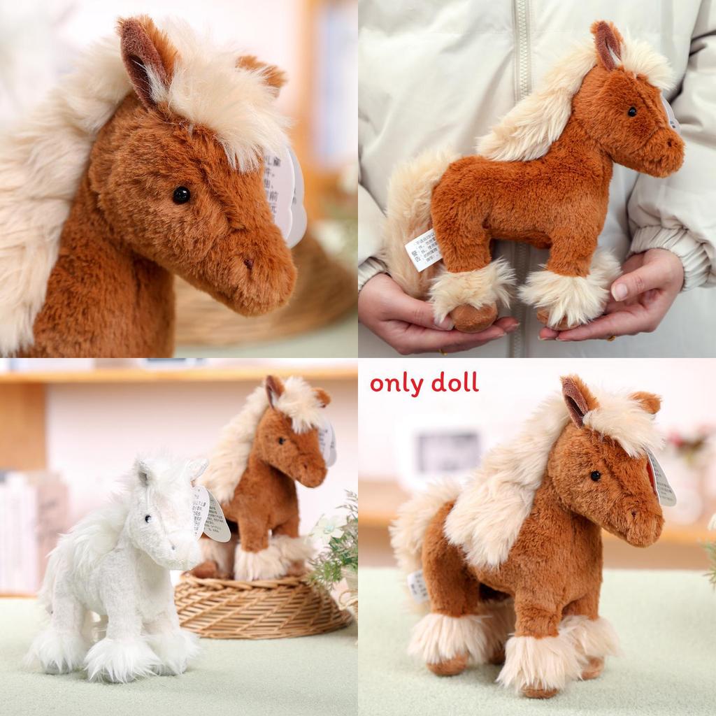 Cute White And Brown Horse Plush Toy For Bedroom Decor