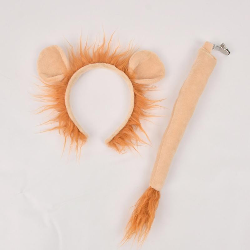 Adults Kids Plush Cartoon Animal Ear Headband Tail Lion Costume Birthday Party Christmas Halloween Cosplay Costumes