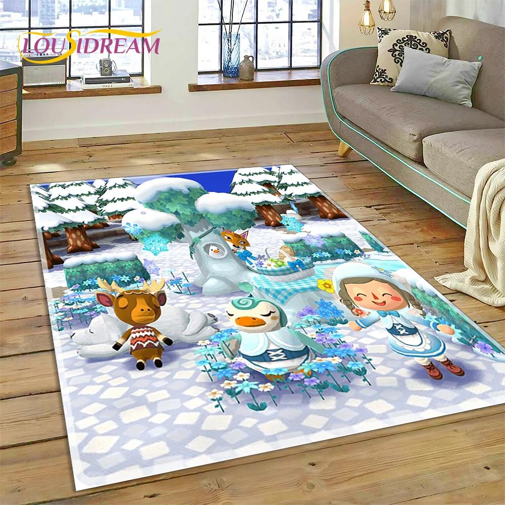 Niedlicher Animal Crossing New Horizons Cartoon Teppich für Schlafzimmer Wohnzimmer Zuhause Sofa Dekoration, Kinderspiel Große Dekor Bodenmatte