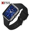 Fashion Women Men Watches Silicone Strap Creative Quartz Watch Square Watch Multi-function Clocks Wristwatch Gift
