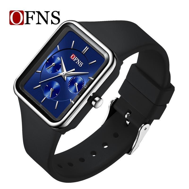 Fashion Women Men Watches Silicone Strap Creative Quartz Watch Square Watch Multi-function Clocks Wristwatch Gift