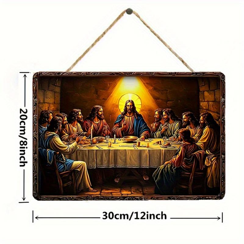 

2D плоский деревянный знак 30*20 см винтажный религиозный Тайная вечеря деревянный настенный художественный знак, декоративная деревянная табличка 30*20cm