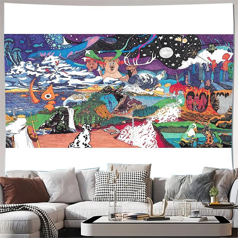 Trippy Psychedelic Tapestry Wall Hanging Desert Landscape Art Nature Tapestry Festival Decor Bohemian Home Decor Spiritual Wall 74x94cm(29x37in)