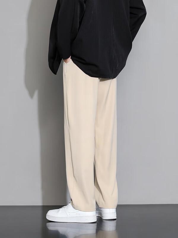Dingfengbaoluo Men's Spring/Summer Loose Straight Wide-Leg Trousers