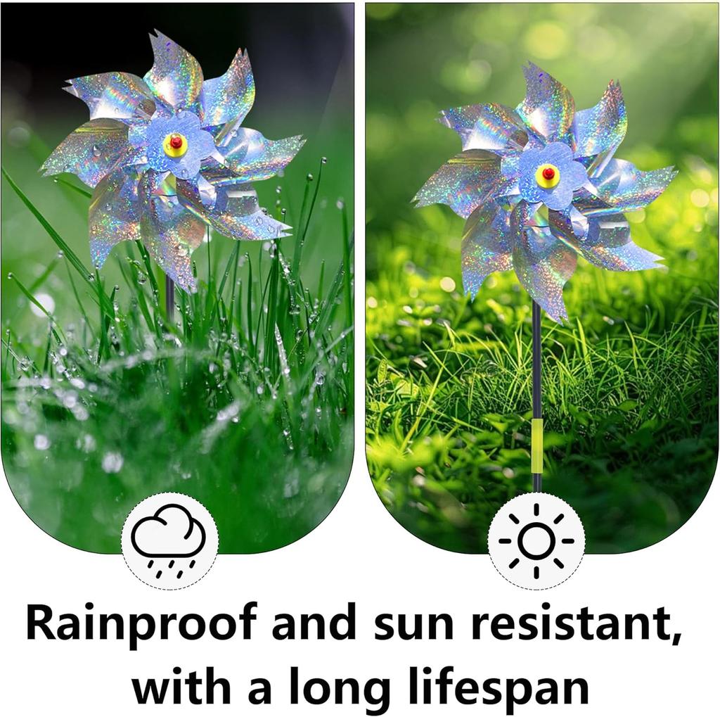 1/2/3Pcs Reflective Bird Repellent Pinwheels 9.6 Inches In Diameter Silver Dot High Reflective Effect Suitable for Yard Balcony