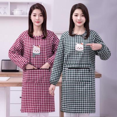 Unisex Thick Cotton Long-Sleeved Apron for Work or Home Kitchen Use