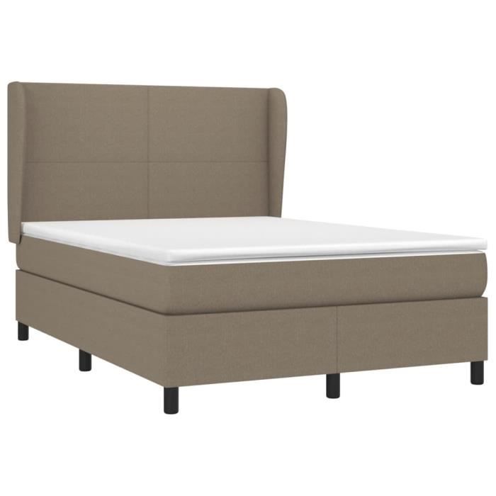 VidaXL Lit à sommier tapissier avec matelas Taupe 140x200 cm Tissu - Modèle 3127809