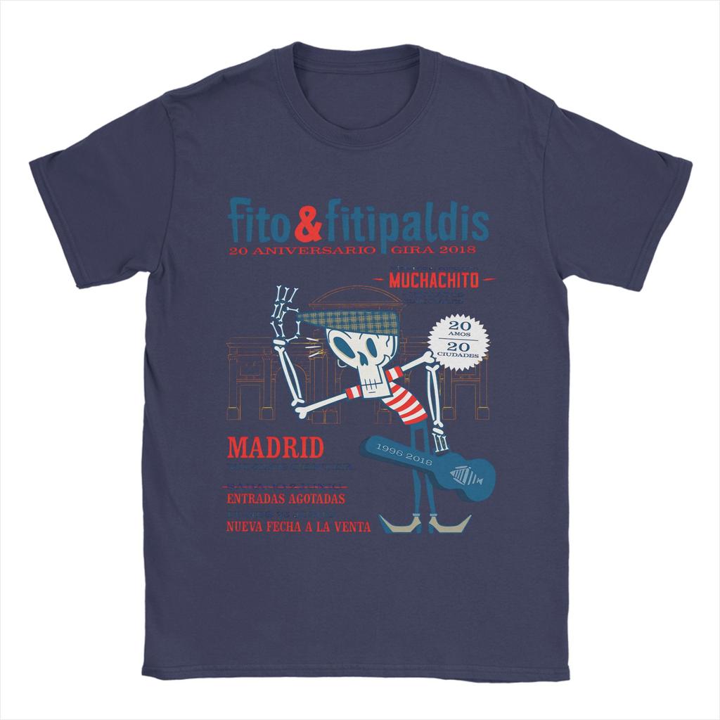 Herren Fito Fitipaldis Spanische Rockband T-Shirt Reine Baumwolle Oberteile Vintage Kurzarm Rundhals T-Shirts Original T-Shirts