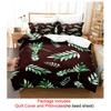 Quilt Duvet Cover Bedding Set Pillowcase Linens Green Plant 3D Queen King Size Double Bed Full Single 220x240 200x200 Bedroom