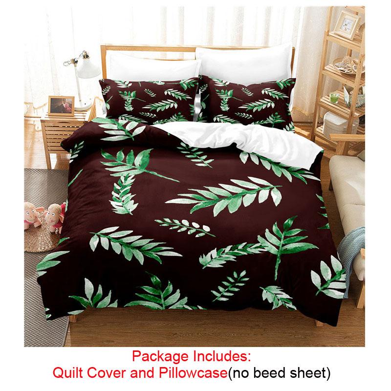 Quilt Duvet Cover Bedding Set Pillowcase Linens Green Plant 3D Queen King Size Double Bed Full Single 220x240 200x200 Bedroom