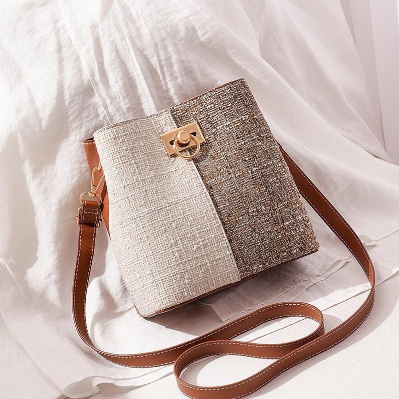 Borsa a secchiello Borsa a tracolla da donna spalla atmosfera di tendenza borsa di grande capacità abbinamento colori borsa a tracolla