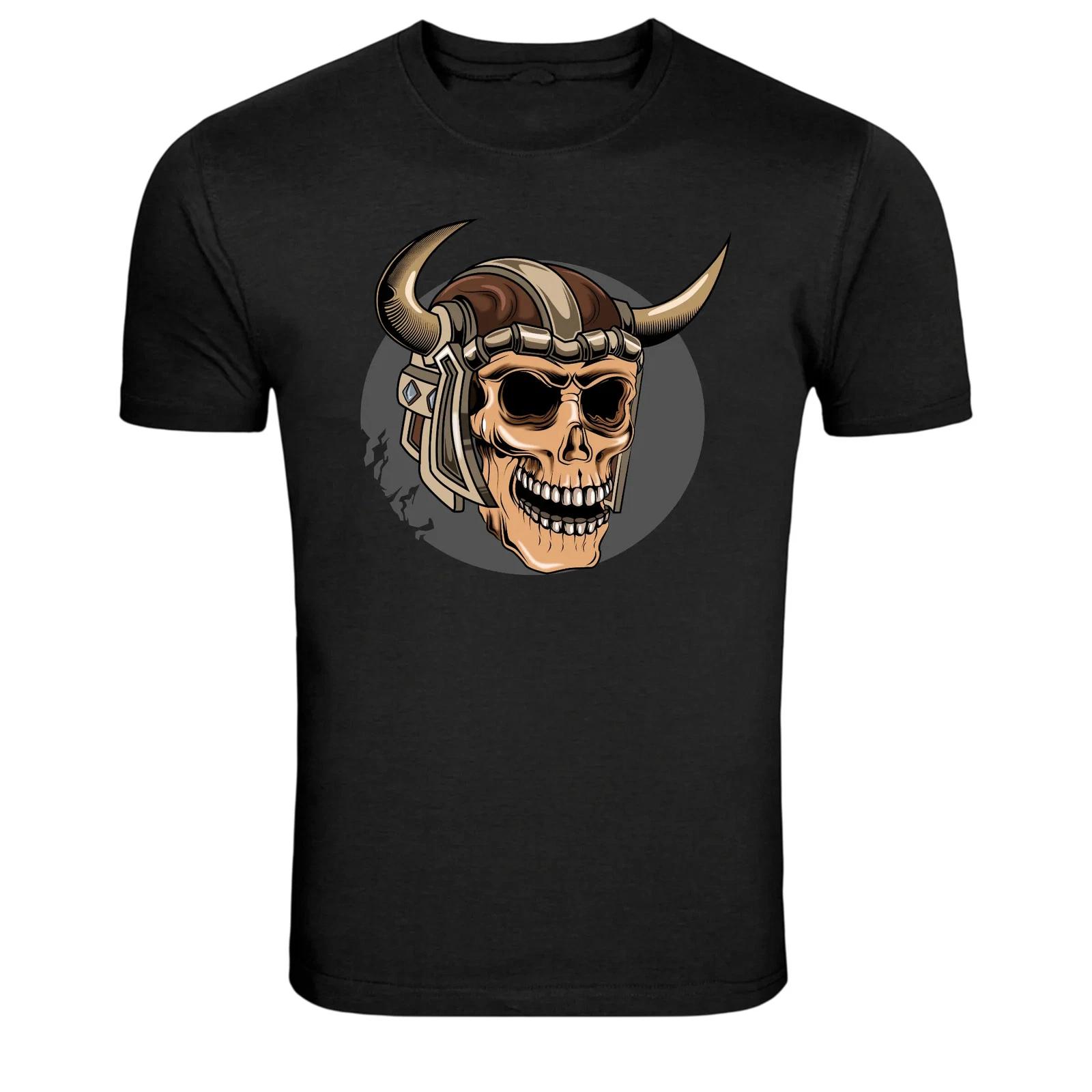 Viking Skull Helmet Warrior Graphic T-Shirt Norse Myth Tee M