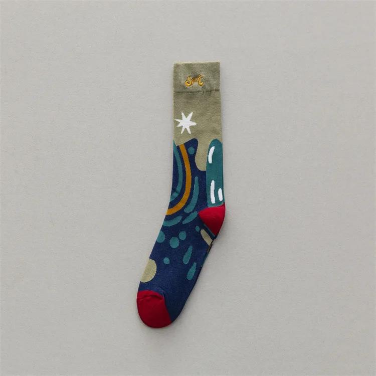 Nye personlighetssokker motestrømpebukser ins trend graffiti sport par sokker i tuben bokstavbroderi Bomull medium tubesokker