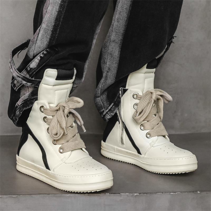 Hoge Sportschoenen Vetersluiting Leren Enkellaarzen Mannen Skateschoenen Basketbal Sneakers 39-44 Mannen Casual Luxe Sneakers